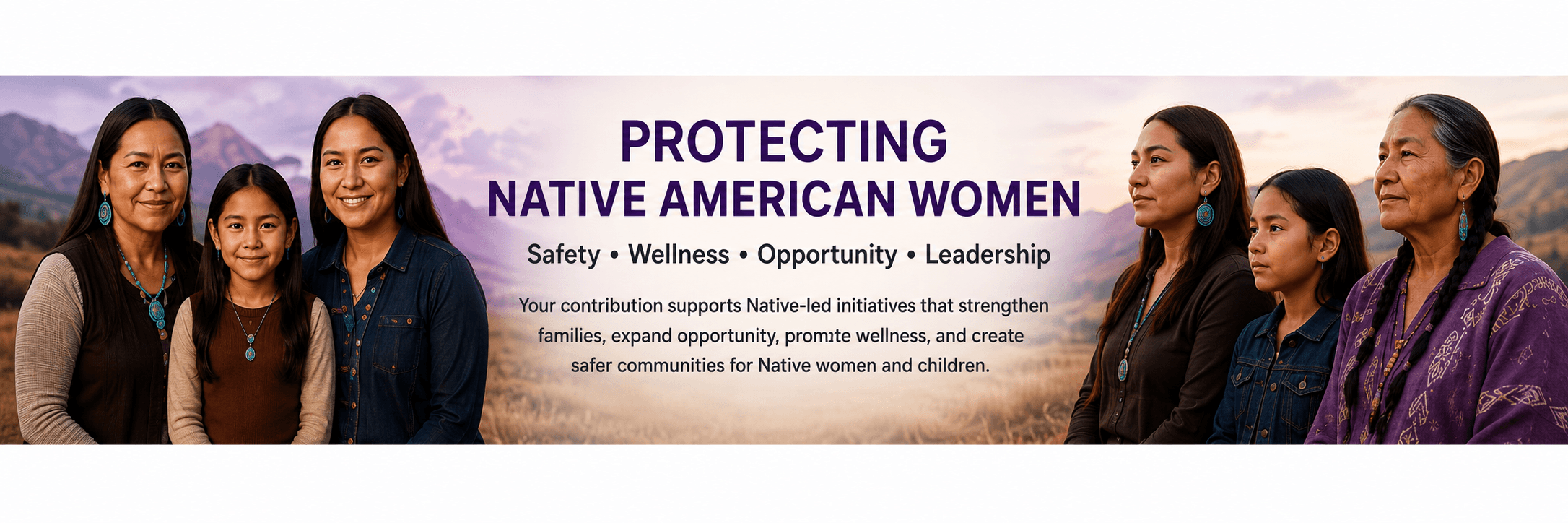 Protecting Native American Women. Safety, wellness, opportunity, and leadership.